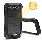 Solar Charger ICHECKEY Portable Battery Charger 10000mAh External Battery Power Bank with Emergency lights for iPhone, iPad, Samsung Galaxy, Android and other Smart Devices