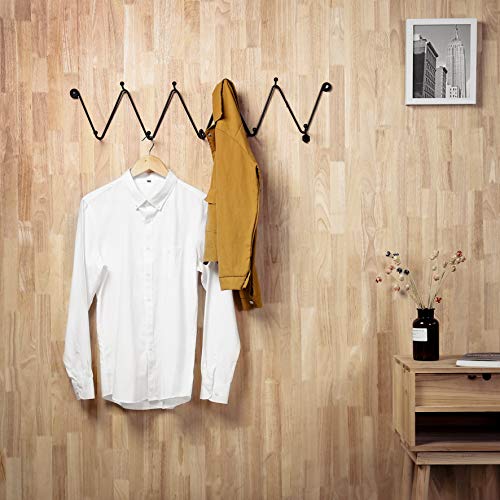 MyGift Set of 2 Black Metal Zigzag WallMounted 9Hook Mug Racks, Coat