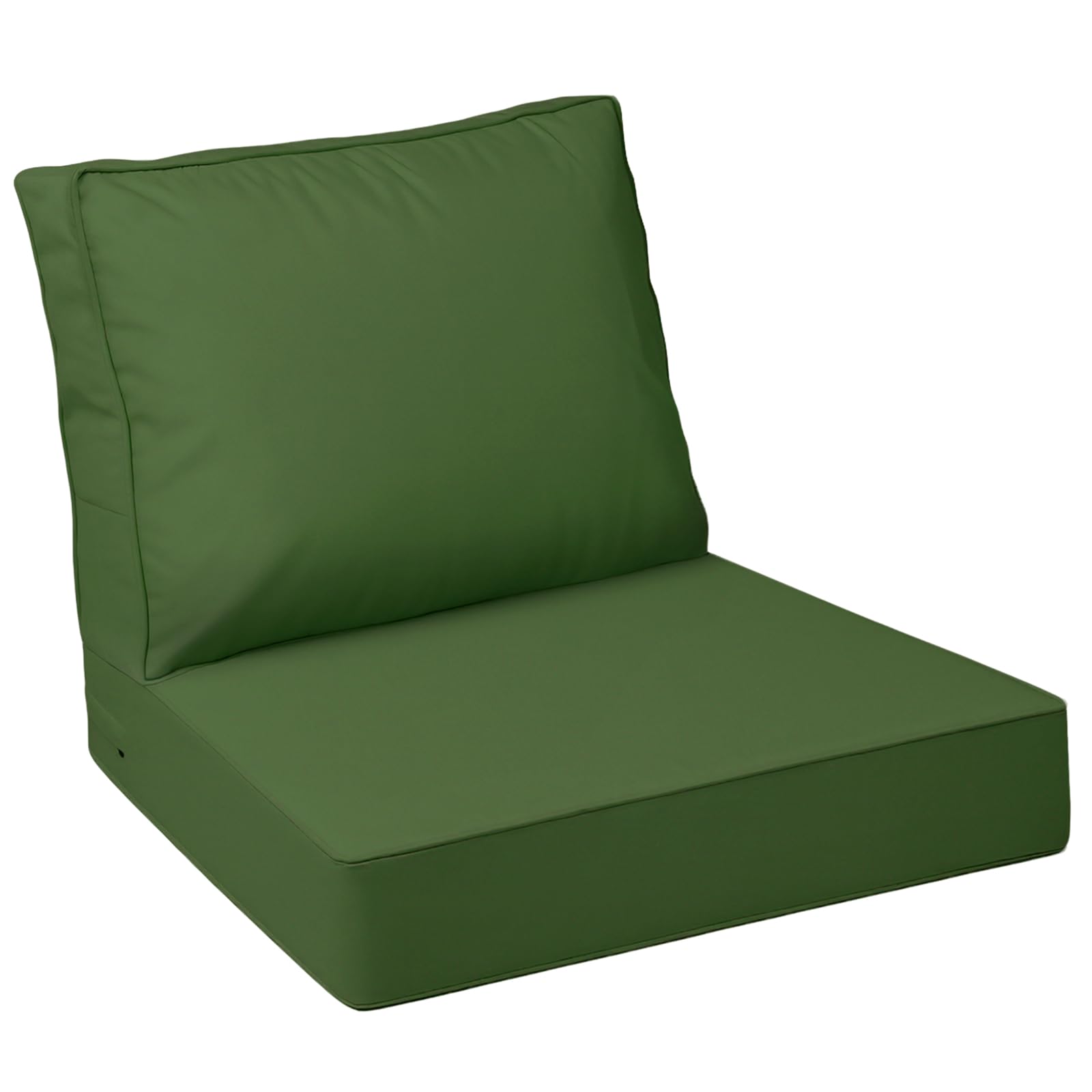 View 1 of AAAAAcessories Outdoor Deep Seat Cushions with Double Welted Pillow, Waterproof, Fade-Resistant Patio Furniture Replacement Cushions, 24" x 24" x 5" + 24" x 19", Dark Moss Green