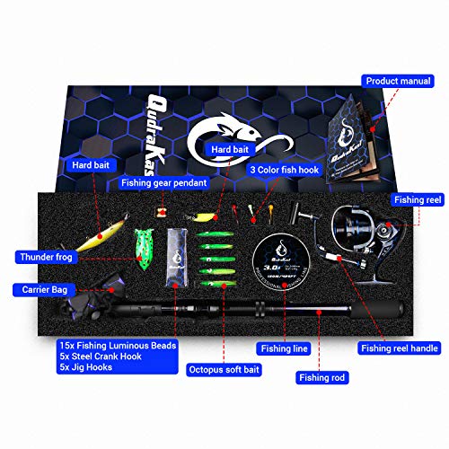 QudraKast Angelsets Angelrute mit Hochpräzise Bearbeitete Komponenten Teleskop-Angeln Stationärrolle Combo Sets mit… – Bild 8