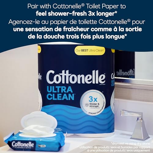 Cottonelle Fresh Care On-The-Go Flushable Wet Wipes, Adult Wet Wipes, 24 On-The-Go Packs, 2 Trays of 12, 14 Wipes per Pack (336 Total Flushable Wipes), Packaging May Vary