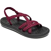 MEGNYA Women's Comfortable Walking Sandals with Arch Support, Athletic Hiking Sandals with Handmade Straps, Outdoor Soft Water Sandals for Beach Poolside Travel Camping