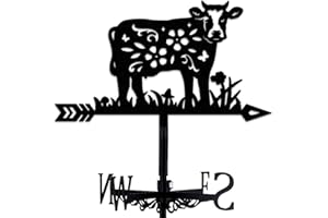 beinkmake Cow Weathervane Metal Wind Vane Flower Garden Decoration Direction Sign Indicator Stake Mount Ornament for Farmhouse Yard Roof Outdoor