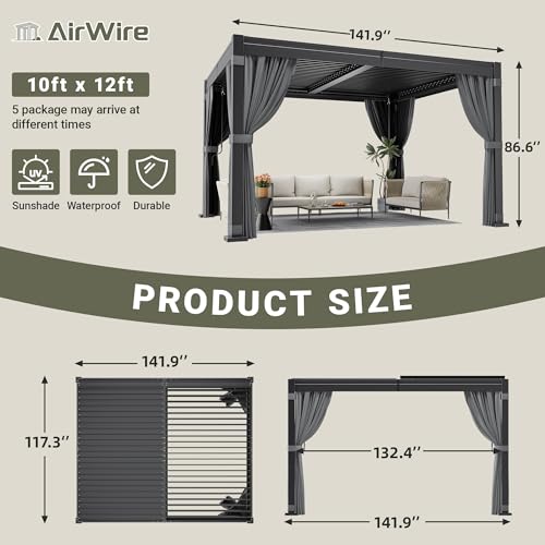 AirWire 10x12 Louvered Pergola Review: Adjustable Roof with Curtains & Netting image 18