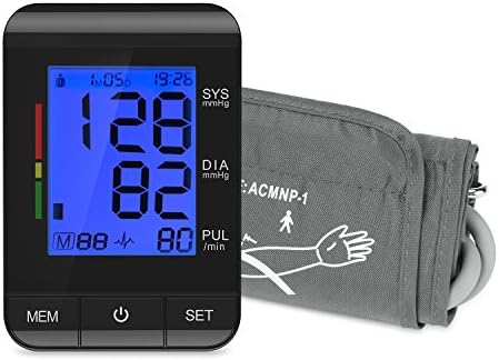 Red Medical Digital Blood Pressure Monitor Cuff with Backlight LCD Display, Easy to Read and Calculation Accuracy Fits All Size Cuff - FDA Approved