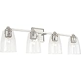 Capital Lighting 141841PN-509 Laurent Clear Glass & Crystal Accents Bath Vanity Wall Mount, 4-Light 400 Total Watts, 10" H x 
