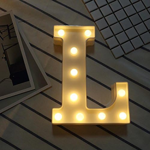 Deklong A-Z Alphabet LED Letter Lights Light Up White Letters Standing Hanging Night light (L, 22cm X 18cm X 4.5cm)