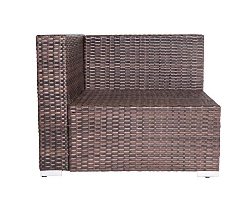 Do4U 7 Pieces Outdoor Patio PE Rattan Wicker Sofa Sectional Furniture Set Conversation Set- Turquoise Seat Cushions & Glass Coffee Table| Patio, Backyard, Pool| Steel Frame (Beige)