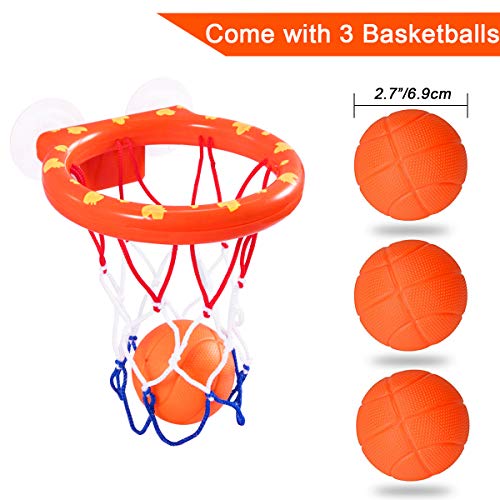 Bath Toy Fun Basketball Hoop & Balls Set for Boys and Girls Kid & Toddler Bath Toys Gift Set 3 Balls Included - Thumbnail 2
