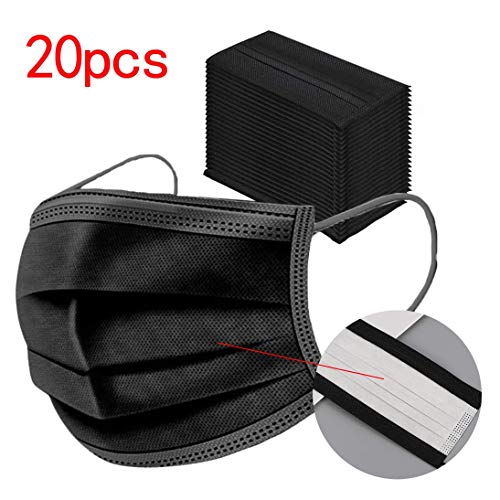 20/30/100PCS Halloween Masks for Adults, 3 Layer Black Cloth Daily Decoration for Outdoors, Outings, Dinners, Schools and Other Public Places (20pcs)