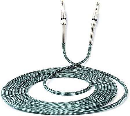 Kinmoku Guitar Instrument Cable 20 FT TS Solid Bass Cable Standard 1/4 Inch Instrument Cable Braided Jacket Audio Signal Cord Straight to Straight Jack Cable with Spring Protect for Guitar Gigs