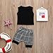 Dinlong Infant Baby Boys Summer Casual Clothes Set Plaid Pocket Vest Tops +Shorts (12~18 Month, Black)