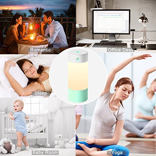 Sbode Humidifier, USB 250 mL Cool Mist Humidifiers for Babies Bedroom, Night Light Mode, and Whisper Quiet for Office Home Car Travel(Green) - Thumbnail 7