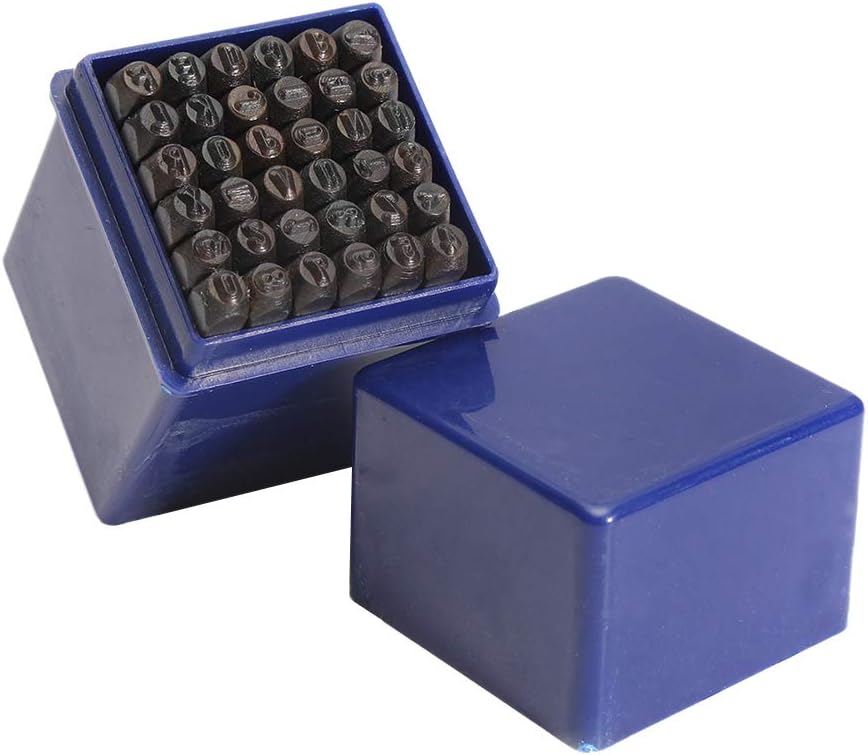 36PCS 6mm Carbon Steel Number" 0-9""&" Alphabet" A-Z" Rectangle Punch Stamp Metal Alphabet Stamping Tools
