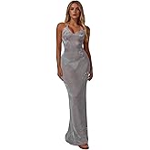 Women Elegant Halter Maxi Dress Crochet Knit Floral Applique Open Back Long Dress Sexy Tie Backless Sundresses