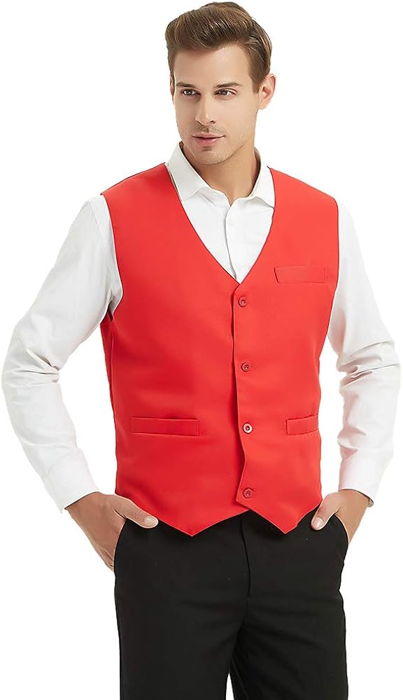 TOPTIE Waiter Uniform Unisex Button Vest for Supermarket Clerk & Volunteer at  Men’s Clothing store
