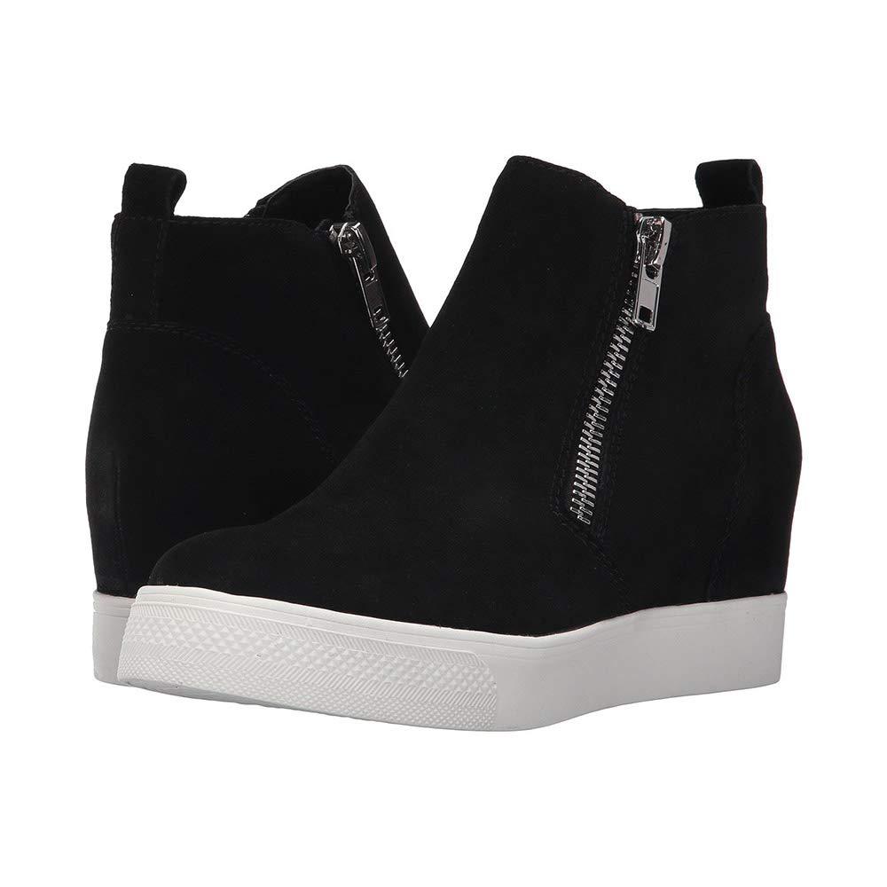 LAICIGO Women’s Wedge Sneakers Platform Side Zipper Hollow Out High Top Faux Suede Causal Flat Shoes - Image 4