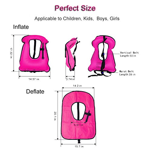 Rrtizan Children Portable Inflatable Life Jacket Snorkel Vest Swimming Life Vest for Boys & Girls - Thumbnail 4
