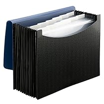 Smead Poly Frequency Expanding File, 12 Pockets, Flap and Cord Closure, Letter Size, Blue/Black ( 70863)