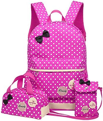 Efreewd Polka Dot 3pcs Kids Book Bag School Backpack Handbag Purse Girls Teen