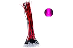 CLEISCRY 30pcs 12 Volt 5mm Round top Pink LED Lights Emitting Diodes Pre Wired 7.9 Inch DC 12V LED Light Water Clear Lens Small LED Lamps (5mm Round top, Pink (30pcs))