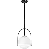 Hinkley Somerset Small Pendant Light, Etched Opal Glass Modern Globe Shade, Adjustable Height, Sloped Ceiling Compatible, Vin