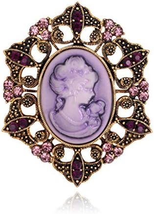 GAOZONGTER Retro Vintage Inspired Cameo Lady Maiden Crystal Rhinestone Pin Brooches for Women Bridesmaid Brides Wedding Gifts