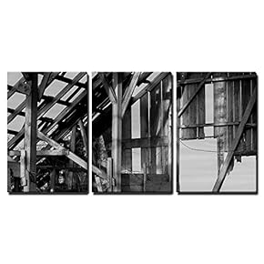 3 Piece Canvas Wall Art - Abandoned Barn - Modern Home Art Stretched and Framed Ready to Hang - 16"x24"x3 Panels