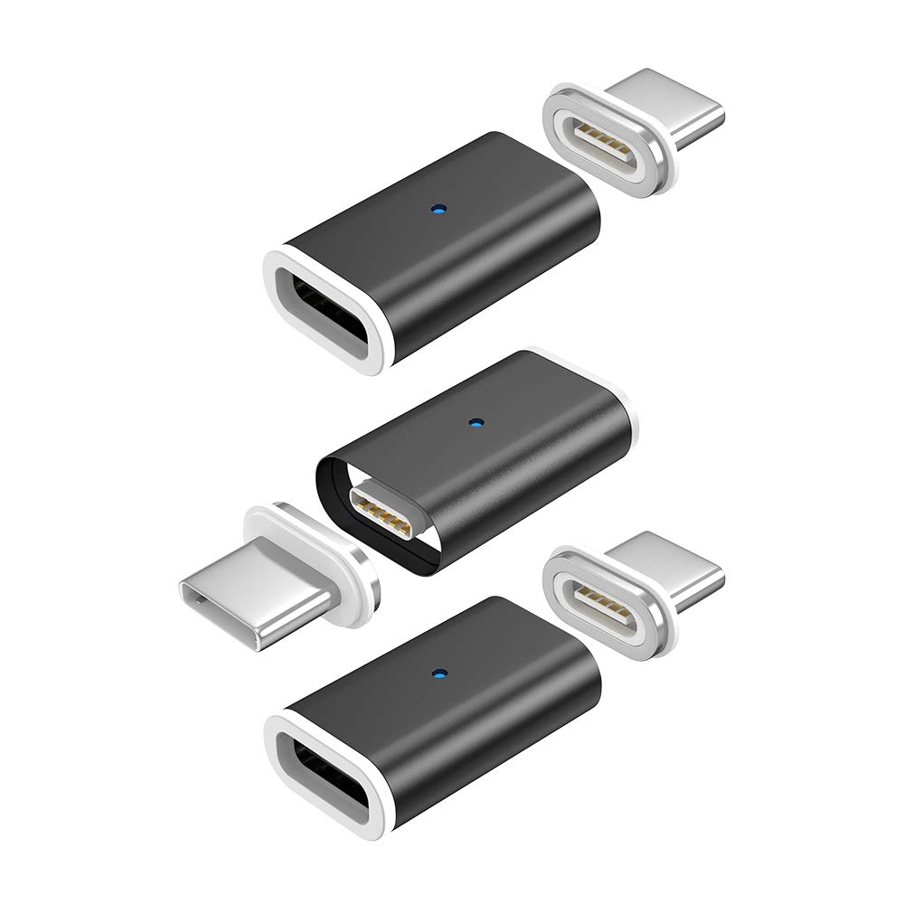 NetDot Gen10 Magnetic Fast Charging USB-C to USB-C Adapter Converter Compatible with Type-c Smartphones(3 Pack Black)