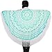 Round Beach Towel, Lemon Hour Mandala Beach Blanket with Tassels, Extra Water Absorbent Outdoor Round Beach Throw, Bohemian Style, Multi-Purpose Beach Towel, Lake Blue, 150 CM/ 59 Inch