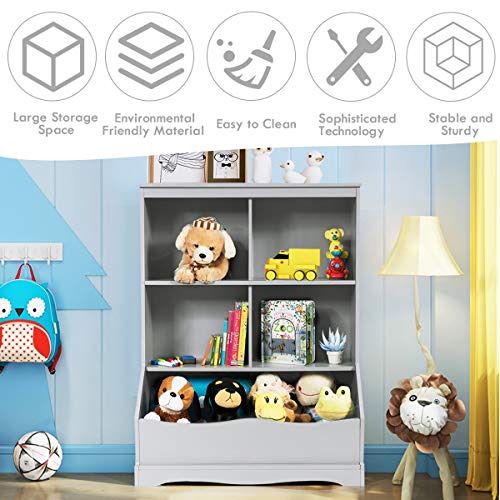 Giantex Cubby Toy Organizer, Wood Storage 3 Shelf 4 Cube Units