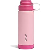 Vinur 18 oz Insulated Water Bottle-18/8 Stainless Steel Vacuum Water Bottle for School, Metal Sports Water Flask with Leakproof Cap, Pink