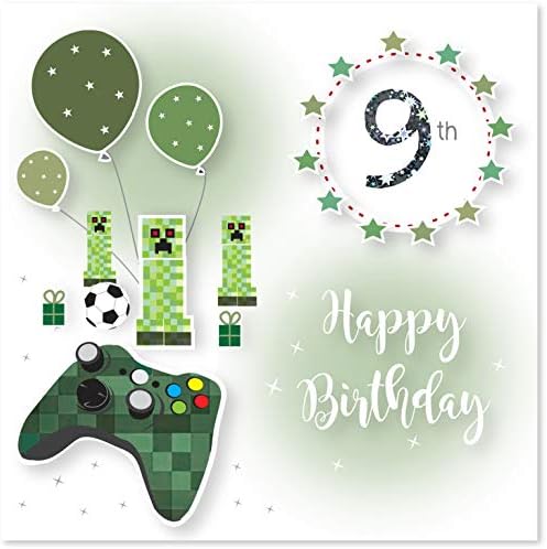 Jonathan Glick Designs - 9th Birthday Card - Game Controller with Holographic Foil - 150mm