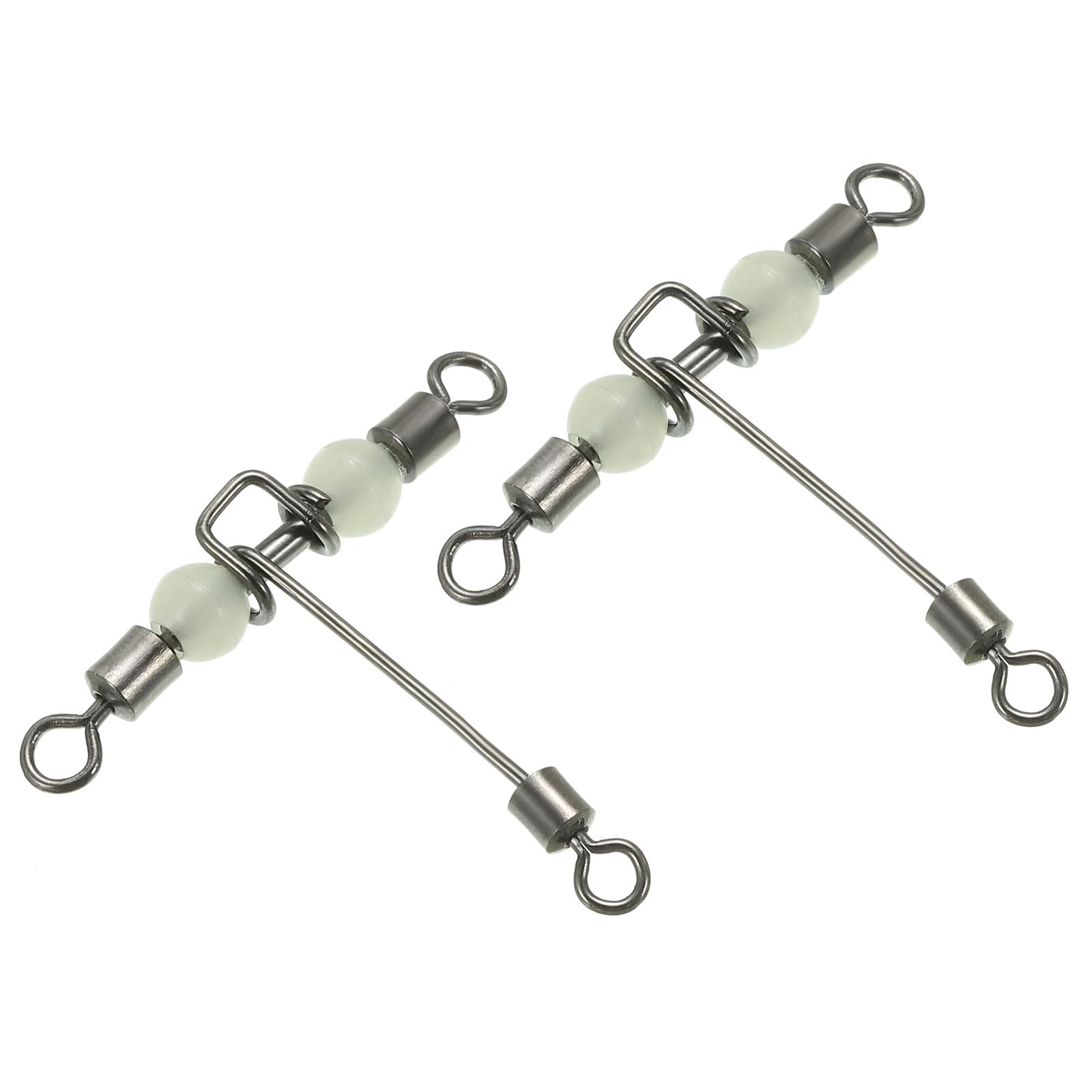 PATIKIL 3 Way Swivel 97lbs, 10 Pack Cross Line T Turn Rolling Terminal Tackle with Luminous Beads for Catfish Surf Rig,Black