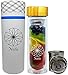 NALU SUN Tea Infuser Tumbler, Fruit Infusion Glass Bottle & Coffee Brewer - Stainless Steel 2-stage Filter/Strainer and No Plastic! 15.8 Ounces