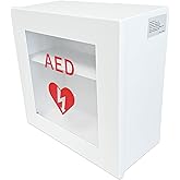 Plugsharge Non Alarmed AED Defibrillator Wall Mounted Storage Cabinet - 14.5'' x 7'' x 13.75'' Steel AED Holder Defibrillator Cabinet for Emergency at Church, Fitness Center, Home, Office, Warehouse