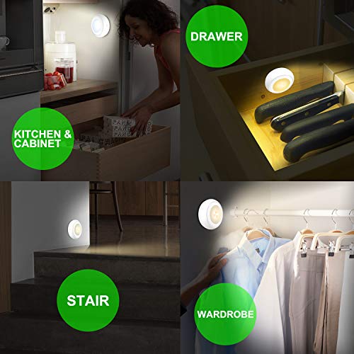 LUXSWAY Battery Powered Push Lights, Wireless Puck Lights, Dimmable