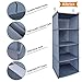 Aibrisk Hanging Closet Organizer 4 Shelves Foldable Oxford Cloth Gray Hanging Shelf with 2 Hooks for Clothes Storage and Accessories