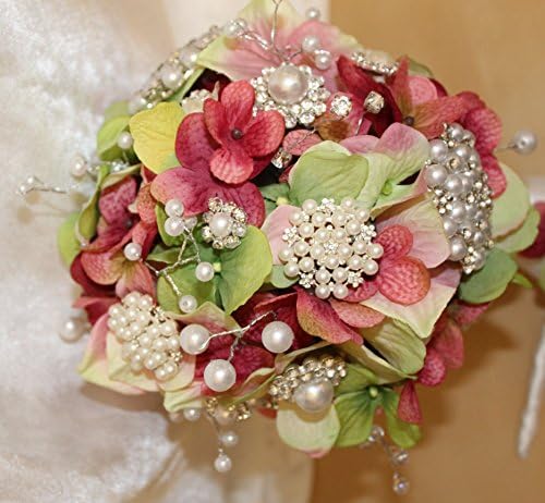 Beautiful Wedding Bling Brooch Bouquet (Custom/Handmade with Crystals & Pearls) Heirloom Keepsake Bridal Bouquet & matching Groom Boutonnier