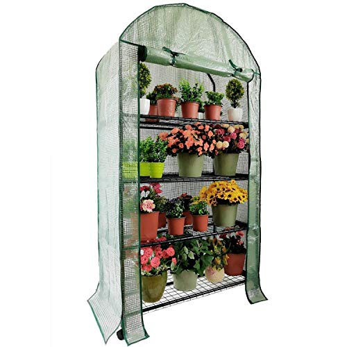 OUTOUR Wider 35x19.6x66.5in 4 Tier Wider Portable Plant Mini Greenhouse Green House with Casters, for Growing Seeds, Seedlings, Tending Potted Plants, Garden Gardening Indoor Outdoor - Thumbnail 2