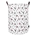 DOKEHOM 22-Inches Freestanding Laundry Basket with Lid, Collapsible Extra Large Drawstring Clothes Hamper Storage with Handle (Roses, XL)