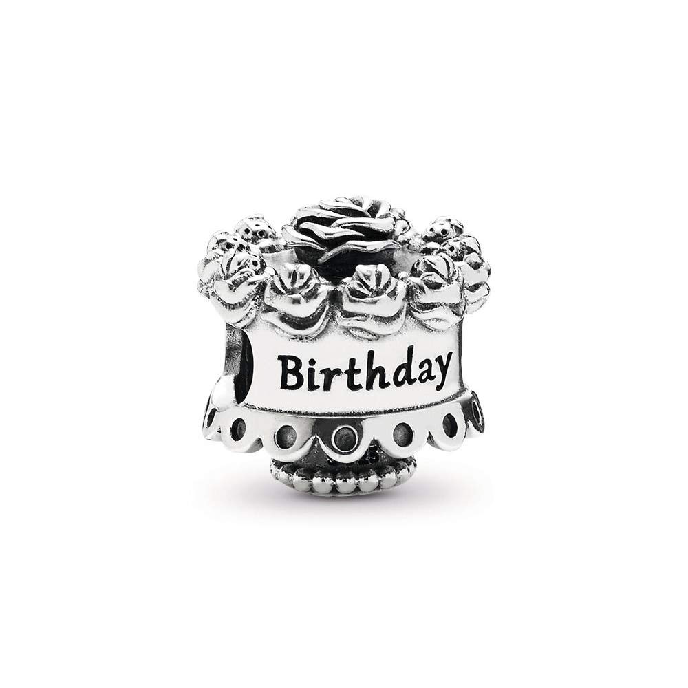 FGT Birthday Cake Charm Compatible with Pandora Moments Bracelets Sterling Silver Celebration B-Day Bead Family Daughter Granddaughter Sister