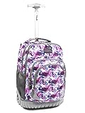Tilami New Antifouling Design 18 Inch Oversized Load Multi-Compartment Wheeled Rolling Backpack Luggage for Kids (Daffodils)