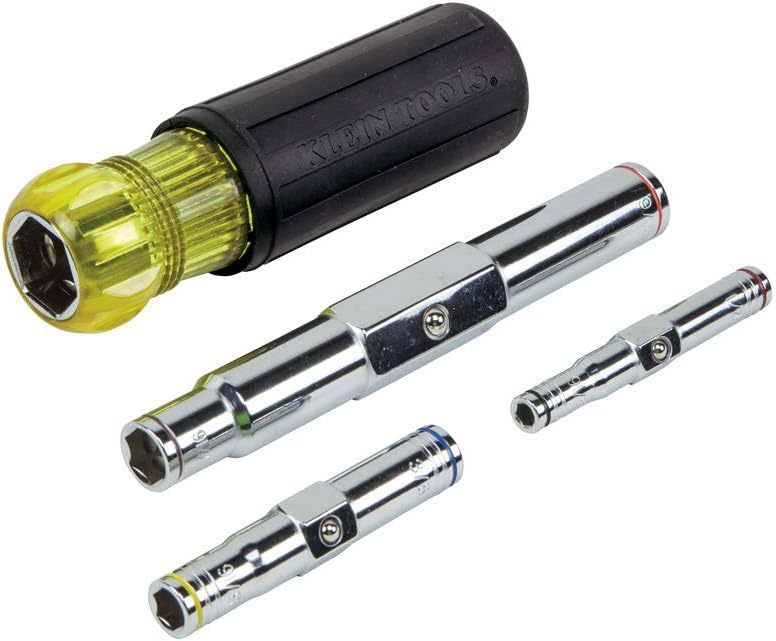 Klein Tools Nut Driver, 6-in-1 Multi NutDriver Set, Heavy Duty Hollow Shaft Six Point Hex Sizes 32800: Home Improvement