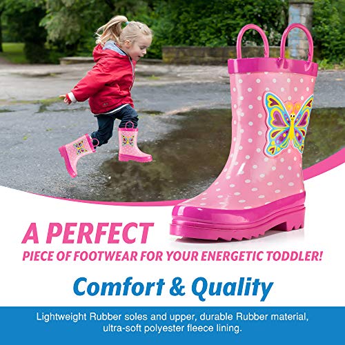 Girls Pink Butterfly Polka-Dot Rain Boots - Size 11 (Little kid) - Thumbnail 3