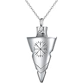 Lonyinlg Arrowhead Urn Necklace Memorial Pendant Necklace 925 Sterling Silver Cool Spearpoint Arrowhead Lockets Cremation Jewelry Ashes Holder Bereavement Keepsake Gifts