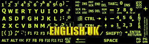 GLOWING FLUORESCENT ENGLISH UK LARGE LETTERING KEYBOARD LABLES