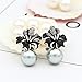 Kemstone Rose Gold/Silver Plated Flower Pearl Earrings Stud/Clip On for Women