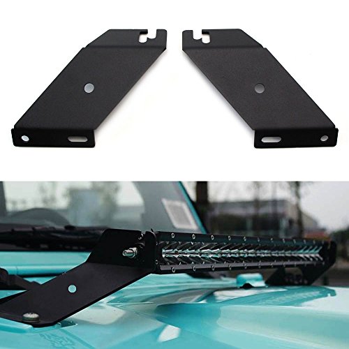 iJDMTOY (Pair) For 2007-2017 Jeep Wrangler LED Light Bar Hood Mounting Brackets (Compatible with 20-22" LED Work Light Bar)