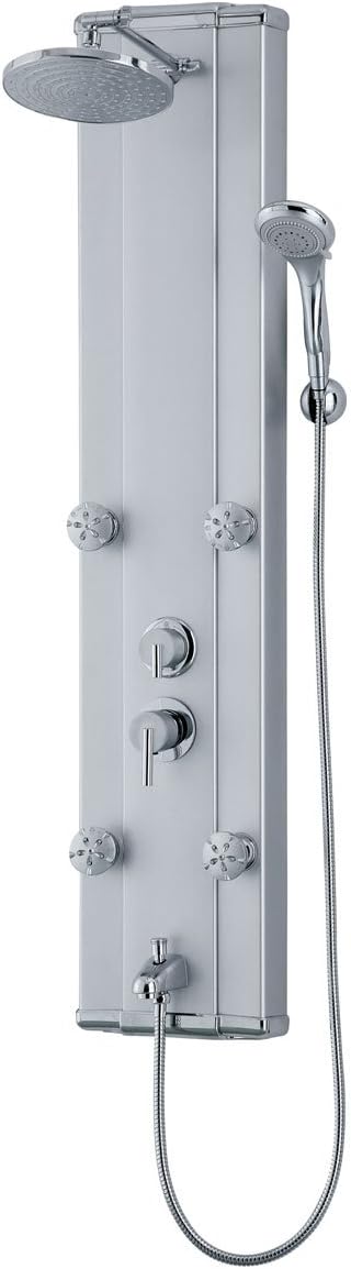LessCare LSP5-C Modern Shower Panel System with Massage Jets, Grey